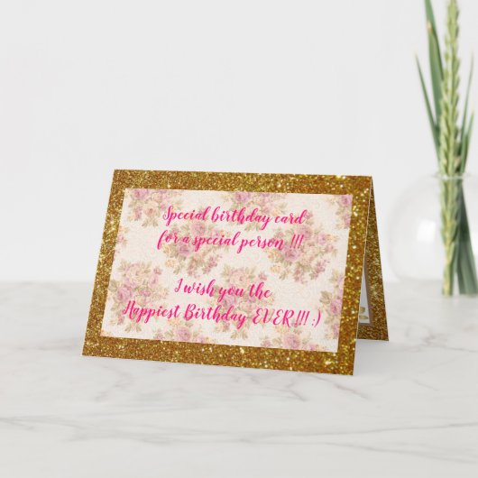 Elegant Floral Happiest Birthday Card Kaart (Voorkant)