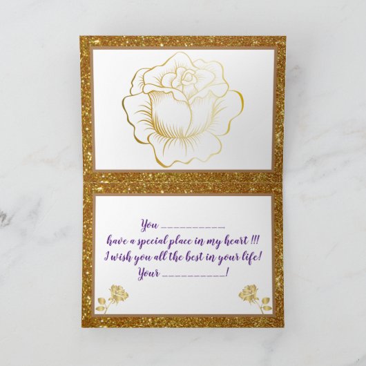 Elegant Floral Happiest Birthday Card Kaart (Binnen)