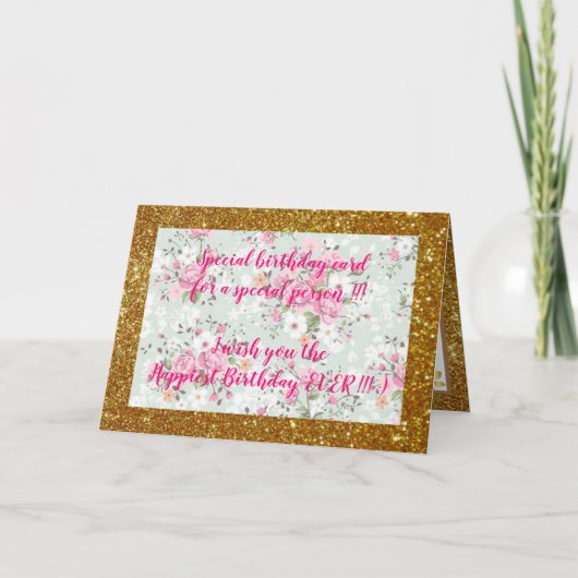 Elegant Floral Happiest Birthday Card Kaart (Voorkant)