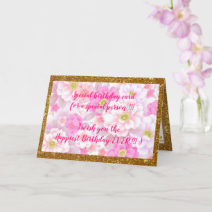 Elegant Floral Happiest Birthday Card Kaart
