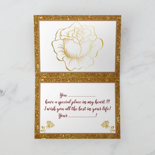 Elegant Floral Happiest Birthday Card Kaart (Binnen)