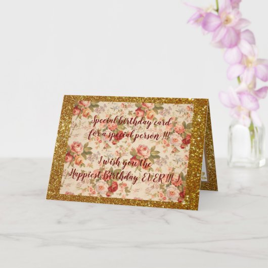 Elegant Floral Happiest Birthday Card Kaart (Orchidee)