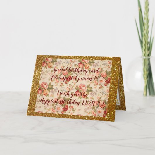 Elegant Floral Happiest Birthday Card Kaart (Voorkant)