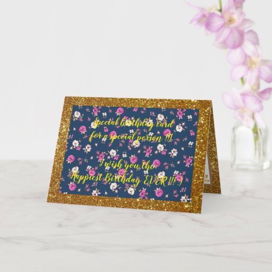 Elegant Floral Happiest Birthday Card Kaart (Orchidee)