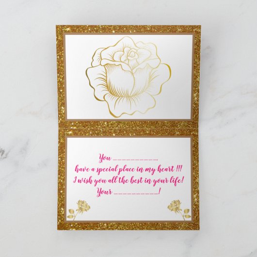 Elegant Floral Happiest Birthday Card Kaart (Binnen)