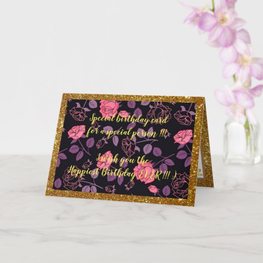 Elegant Floral Happiest Birthday Card Kaart (Orchidee)