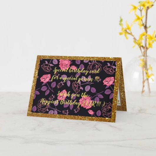 Elegant Floral Happiest Birthday Card Kaart (Gele Bloem)
