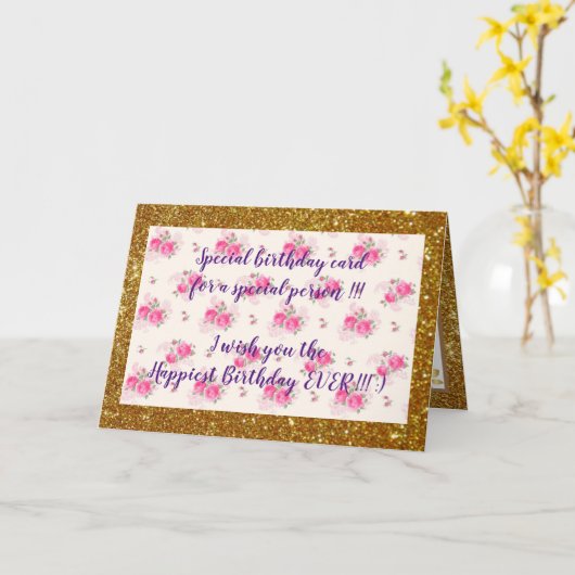 Elegant Floral Happiest Birthday Card Kaart (Gele Bloem)
