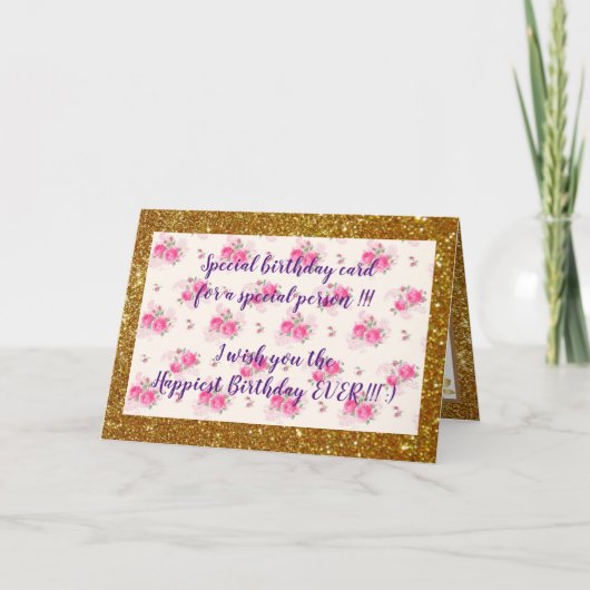 Elegant Floral Happiest Birthday Card Kaart (Voorkant)