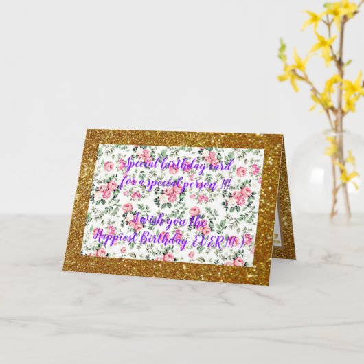 Elegant Floral Happiest Birthday Card Kaart (Gele Bloem)