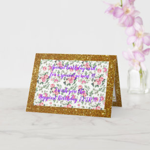 Elegant Floral Happiest Birthday Card Kaart