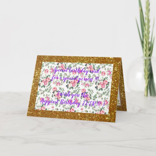 Elegant Floral Happiest Birthday Card Kaart (Voorkant)