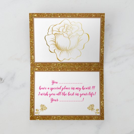 Elegant Floral Happiest Birthday Card Kaart (Binnen)