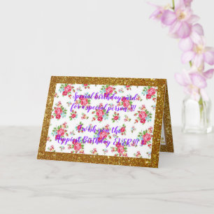 Elegant Floral Happiest Birthday Card Kaart