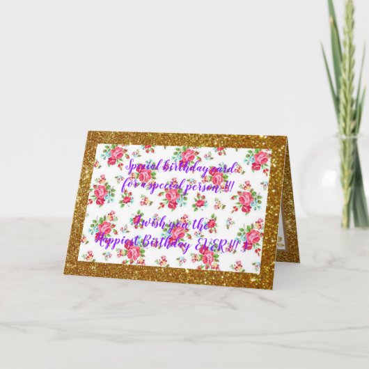 Elegant Floral Happiest Birthday Card Kaart (Voorkant)
