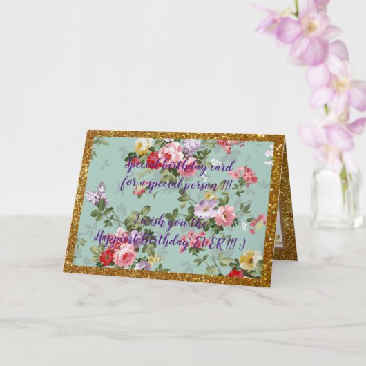 Elegant Floral Happiest Birthday Card Kaart (Orchidee)