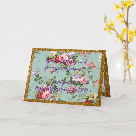 Elegant Floral Happiest Birthday Card Kaart (Gele Bloem)