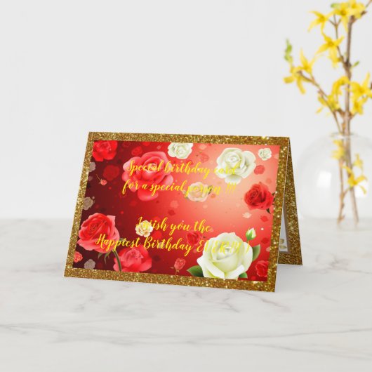 Elegant Floral Happiest Birthday Card Kaart (Gele Bloem)