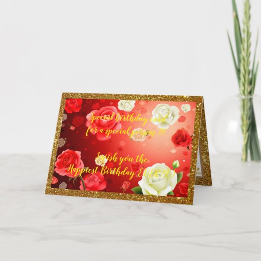 Elegant Floral Happiest Birthday Card Kaart (Voorkant)