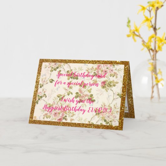 Elegant Floral Happiest Birthday Card Kaart (Gele Bloem)