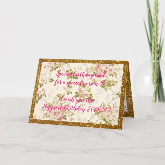 Elegant Floral Happiest Birthday Card Kaart (Voorkant)