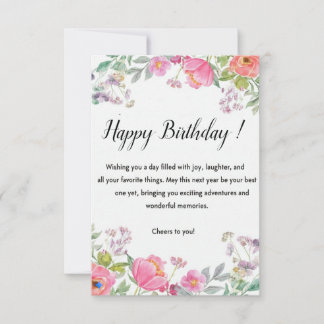 Elegant Floral Happy Birthday Greeting Card Bedankkaart