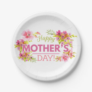 Elegant Floral Happy Moederdag   Bord papier