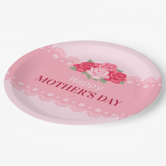 Elegant Floral Happy Moederdag | Bord papier (Gekanteld)