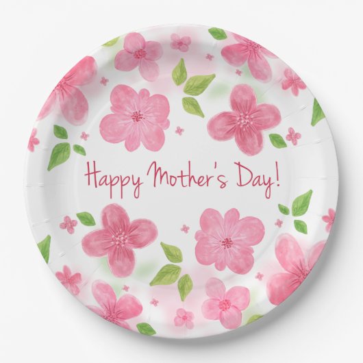 Elegant Floral Happy Moederdag | Bord papier (Voorkant)