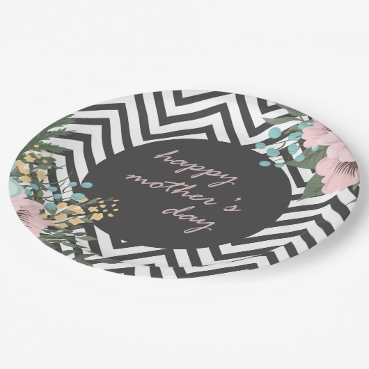 Elegant Floral Happy Moederdag | Bord papier (Gekanteld)