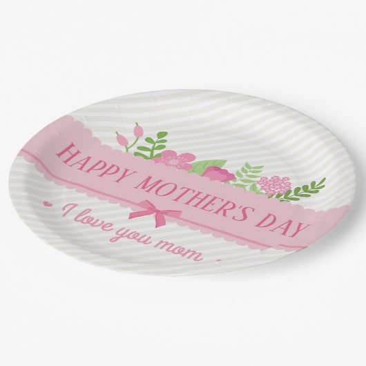 Elegant Floral Happy Moederdag | Bord papier (Gekanteld)