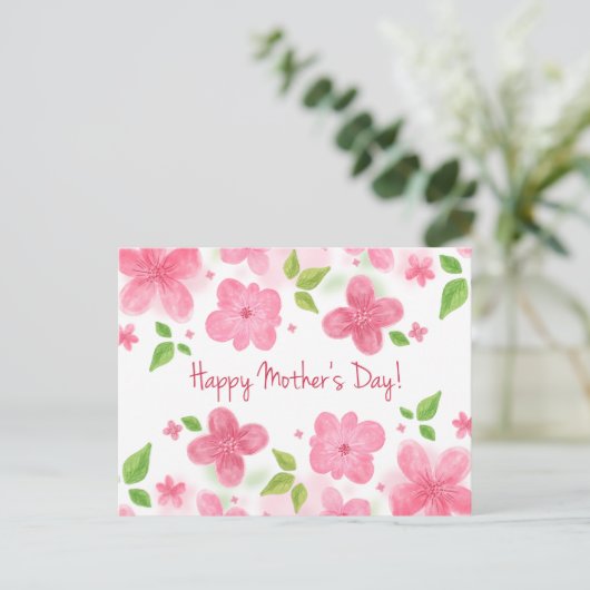 Elegant Floral Happy Moederdag | BRIEFKAART (Staand voorkant)