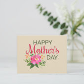 Elegant Floral Happy Moederdag | BRIEFKAART (Staand voorkant)