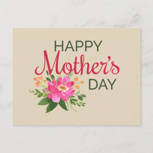 Elegant Floral Happy Moederdag | BRIEFKAART (Voorkant)