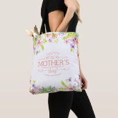 Elegant Floral Happy Moederdag | Canvas tas (Dichtbij)