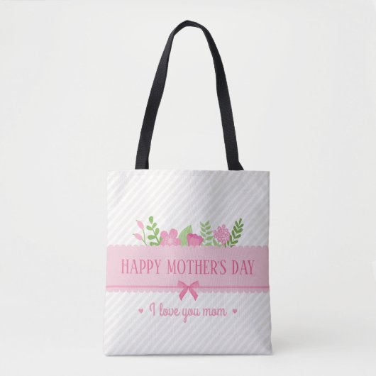 Elegant Floral Happy Moederdag | Canvas tas (Voorkant)