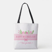 Elegant Floral Happy Moederdag | Canvas tas (Achterkant)