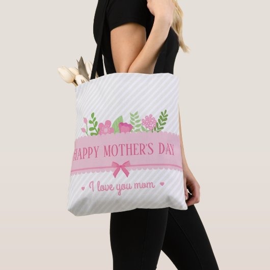 Elegant Floral Happy Moederdag | Canvas tas (Dichtbij)