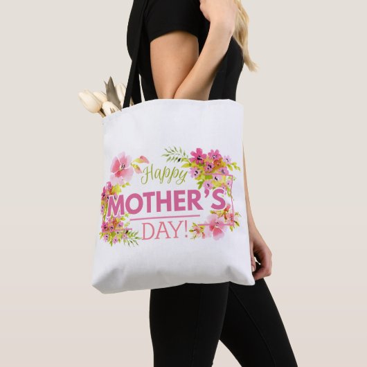 Elegant Floral Happy Moederdag | CANVAS TAS (Dichtbij)
