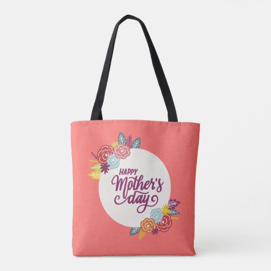 Elegant Floral Happy Moederdag | Canvas tas (Achterkant)