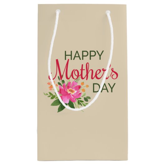 Elegant Floral Happy Moederdag | Gift Bag Klein Cadeauzakje (Achterkant)