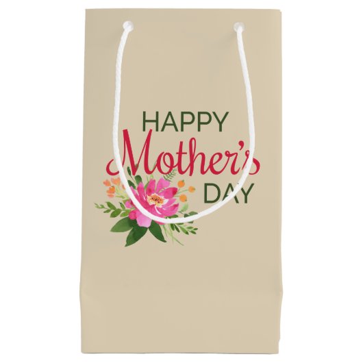 Elegant Floral Happy Moederdag | Gift Bag Klein Cadeauzakje (Voorkant)