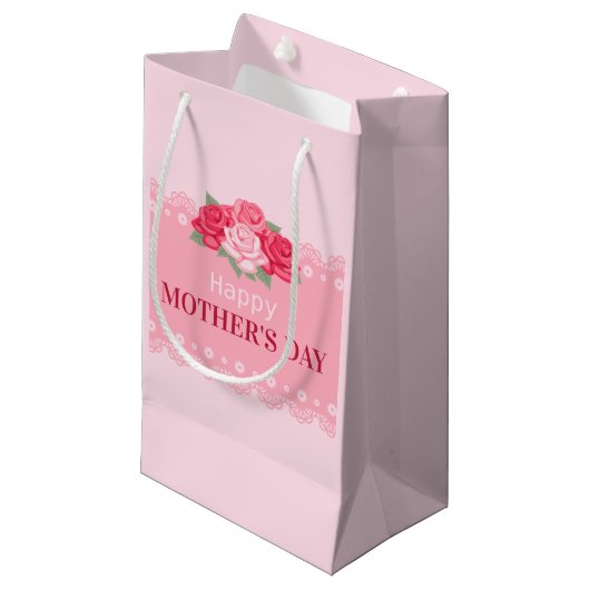 Elegant Floral Happy Moederdag | Gift Bag Klein Cadeauzakje (Voorkant Gekanteld)