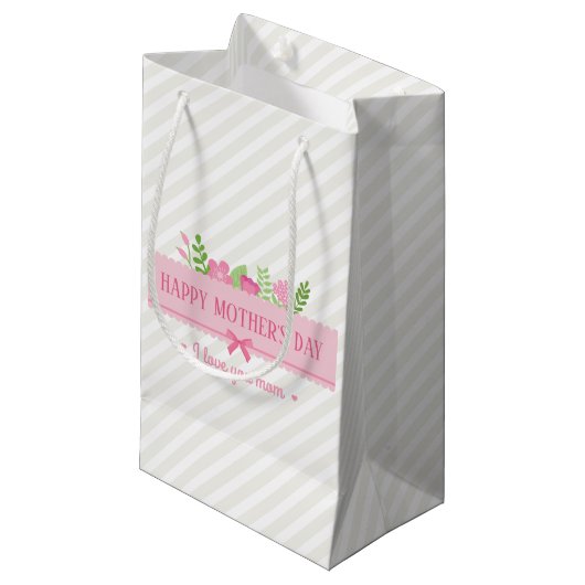 Elegant Floral Happy Moederdag | Gift Bag Klein Cadeauzakje (Voorkant Gekanteld)