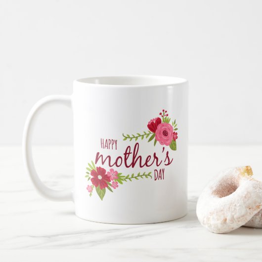 Elegant Floral Happy Moederdag | Koffie-Mok Koffiemok (Met donut)