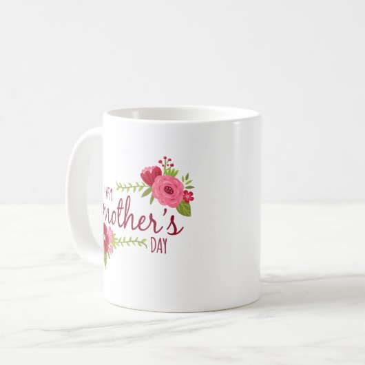 Elegant Floral Happy Moederdag | Koffie-Mok Koffiemok (Voorkant links)