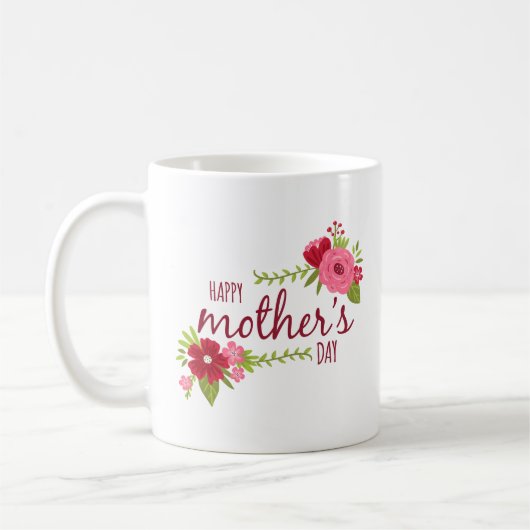 Elegant Floral Happy Moederdag | Koffie-Mok Koffiemok (Links)