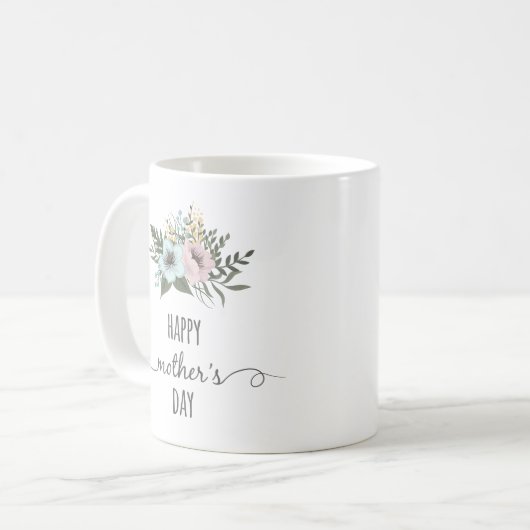 Elegant Floral Happy Moederdag | Koffie-Mok Koffiemok (Voorkant links)