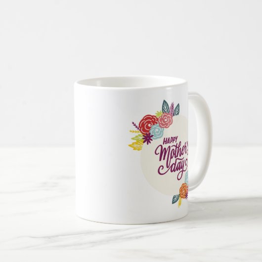 Elegant Floral Happy Moederdag | Koffie-Mok Koffiemok (Voorkant rechts)