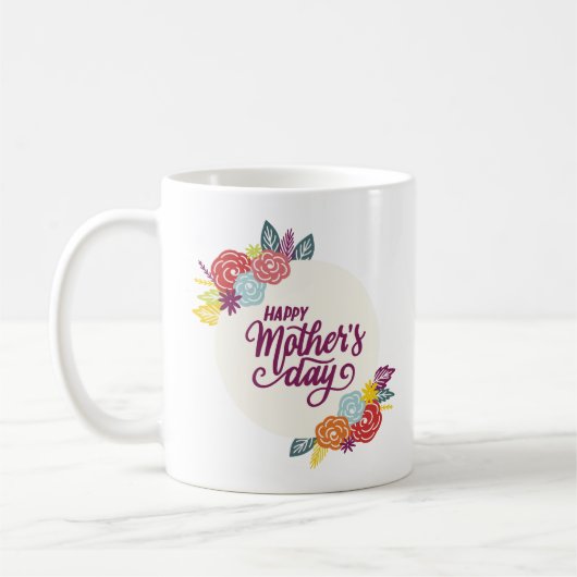 Elegant Floral Happy Moederdag | Koffie-Mok Koffiemok (Links)